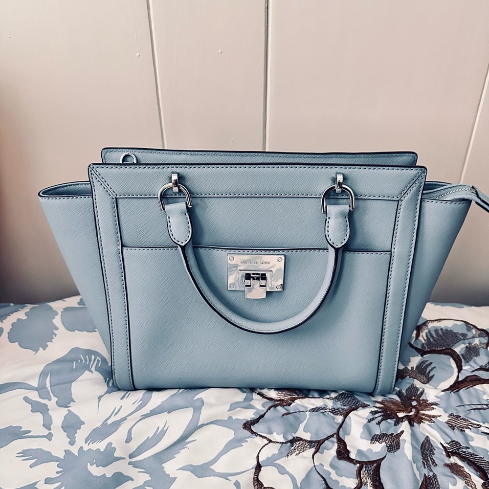 Michael Kors Light Blue Saffiano Leather Satchel